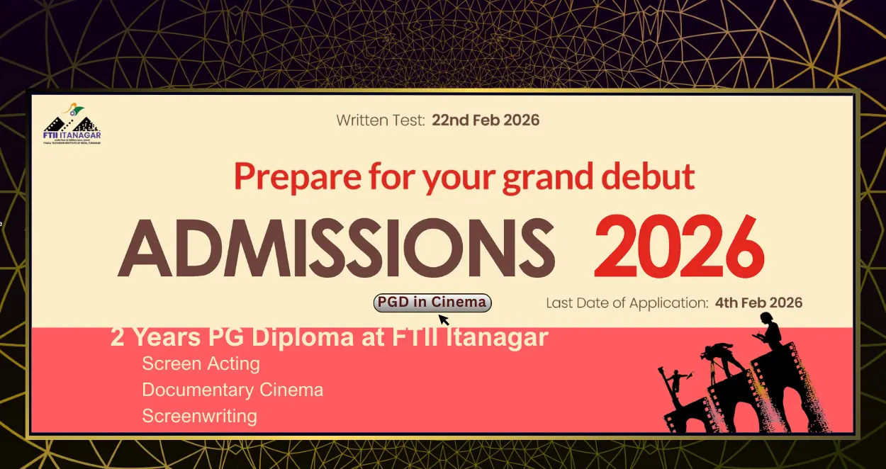 Application poster for SRFTI Common Entrance Test for FTII Itanagar